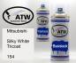 Preview: Mitsubishi, Silky White Tricoat, 154: 400ml Sprühdose + 400ml Klarlack - Set, von ATW Autoteile West.